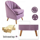 Decadent Single Lounge Chair in Velvet-Look Upholstery w/ Wooden Legs Purple