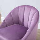 Decadent Single Lounge Chair in Velvet-Look Upholstery w/ Wooden Legs Purple