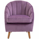 Decadent Single Lounge Chair in Velvet-Look Upholstery w/ Wooden Legs Purple
