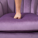 Decadent Single Lounge Chair in Velvet-Look Upholstery w/ Wooden Legs Purple