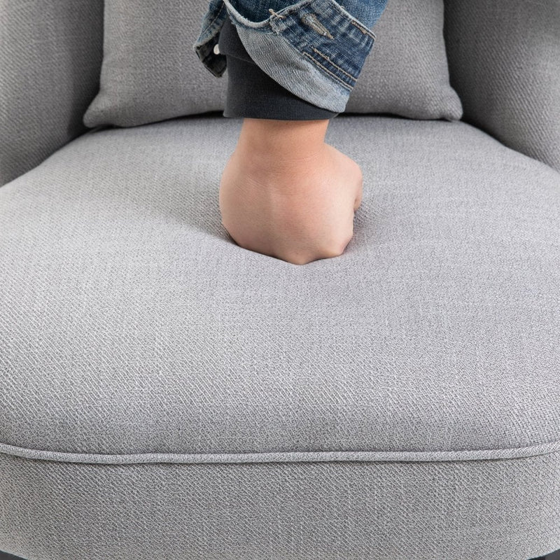 Solid Rubber Wood Tufted Single Sofa Chair with Pillow - Grey