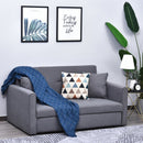 Cotton Upholstered Solid Wood 3-in-1 2-Seater Sofa Bed - Grey