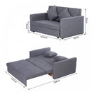 Cotton Upholstered Solid Wood 3-in-1 2-Seater Sofa Bed - Grey
