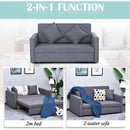 Cotton Upholstered Solid Wood 3-in-1 2-Seater Sofa Bed - Grey