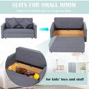 Cotton Upholstered Solid Wood 3-in-1 2-Seater Sofa Bed - Grey