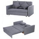 Cotton Upholstered Solid Wood 3-in-1 2-Seater Sofa Bed - Grey