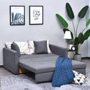 Cotton Upholstered Solid Wood 3-in-1 2-Seater Sofa Bed - Grey