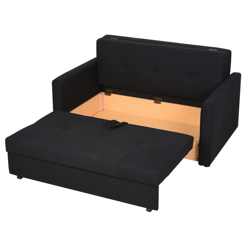 Polycotton 2-Seater Sofa Bed w/ Pillows Dark Grey