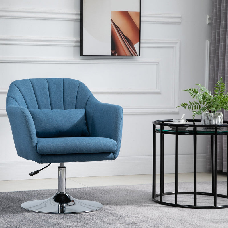 HOMCOM Swivel Base Accent Chair, with Pillow - Blue