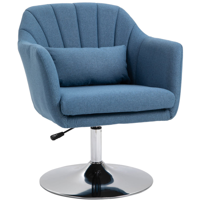 HOMCOM Swivel Base Accent Chair, with Pillow - Blue
