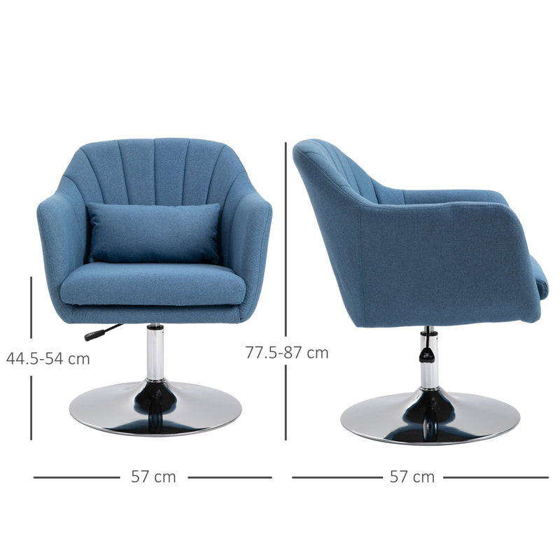 HOMCOM Swivel Base Accent Chair, with Pillow - Blue