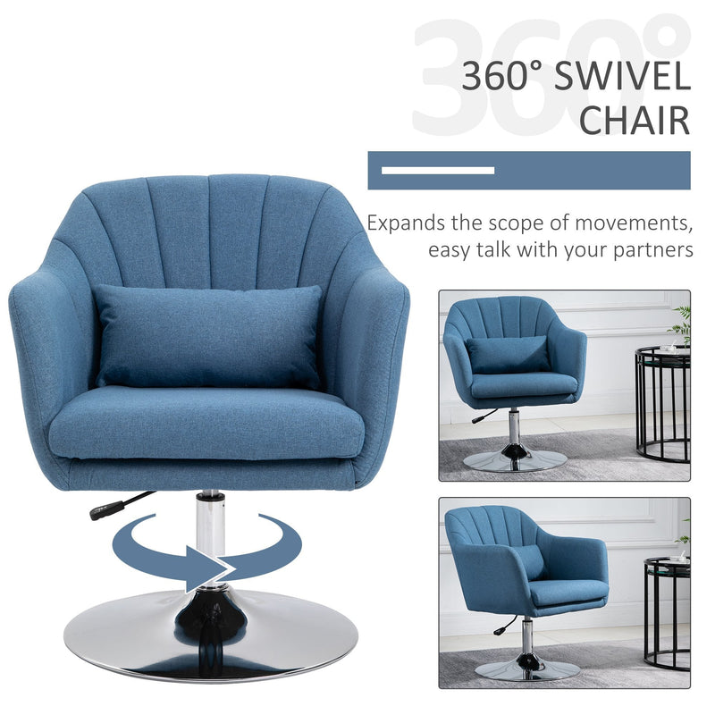 HOMCOM Swivel Base Accent Chair, with Pillow - Blue