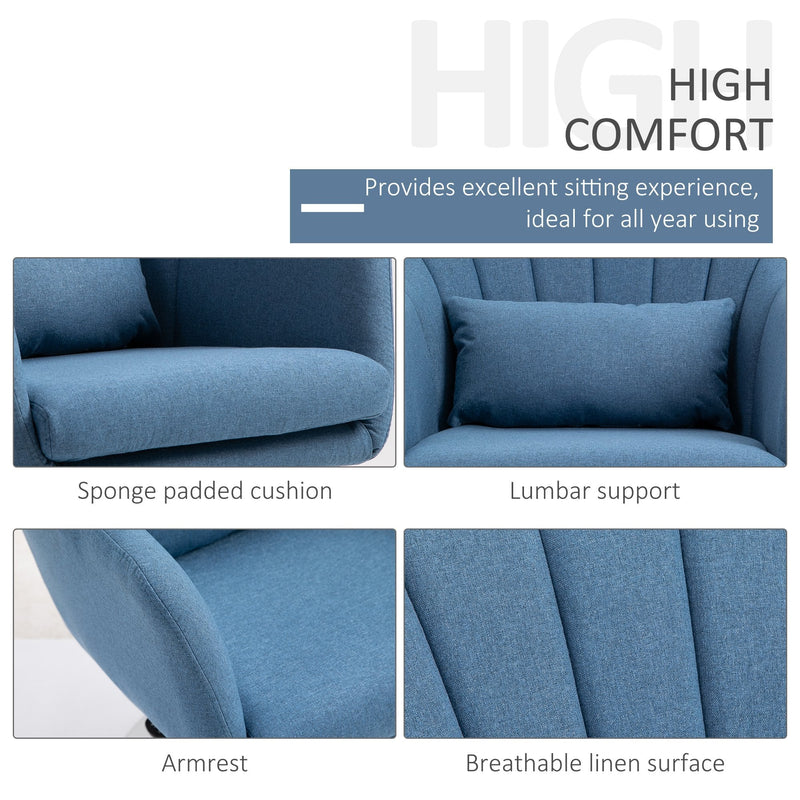 HOMCOM Swivel Base Accent Chair, with Pillow - Blue