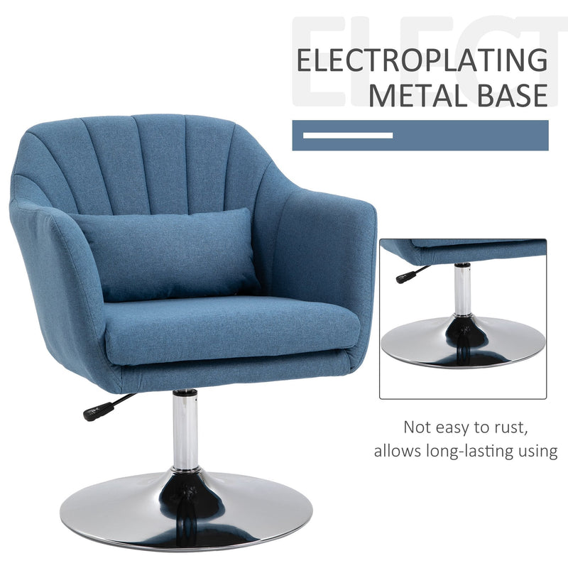 HOMCOM Swivel Base Accent Chair, with Pillow - Blue