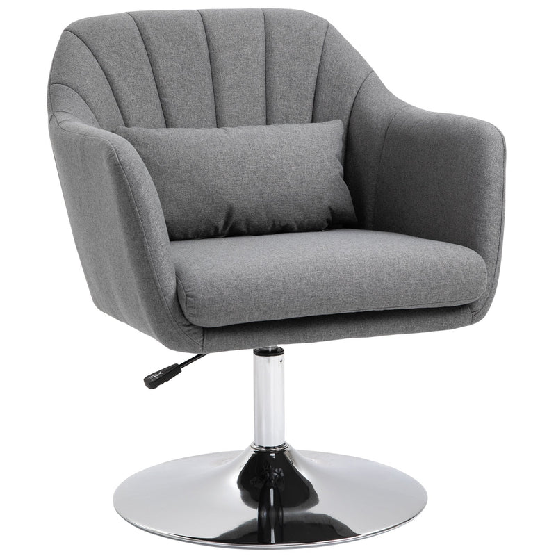 Linen Upholstered Height Adjustable Armchair w/ Pillow Grey