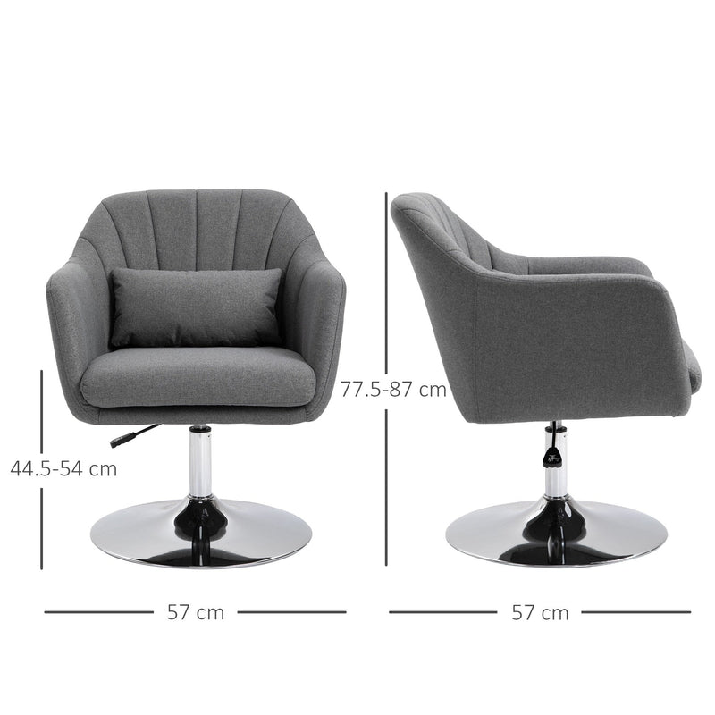 Linen Upholstered Height Adjustable Armchair w/ Pillow Grey