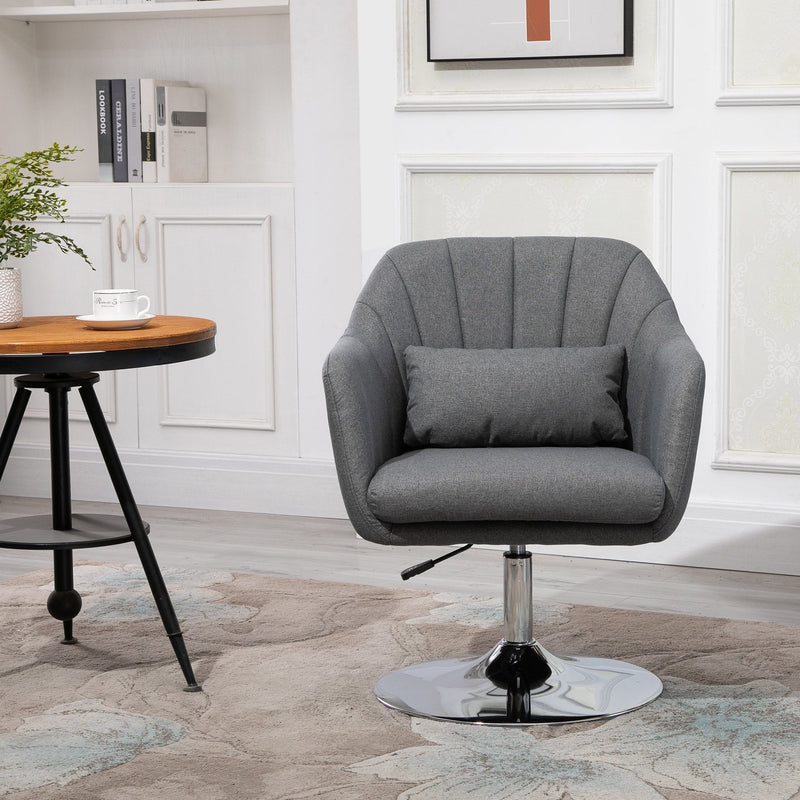 Linen Upholstered Height Adjustable Armchair w/ Pillow Grey