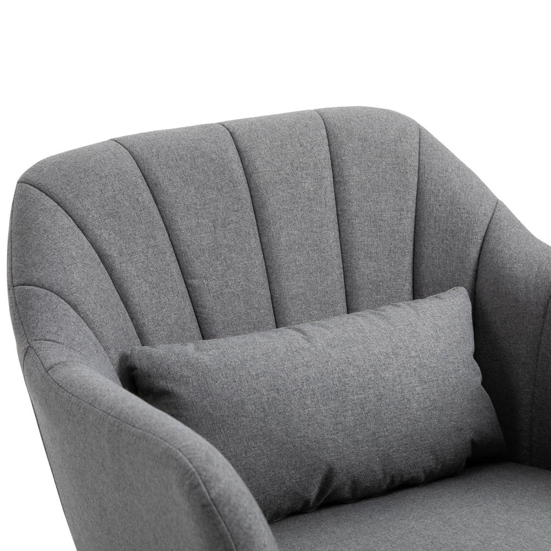Linen Upholstered Height Adjustable Armchair w/ Pillow Grey