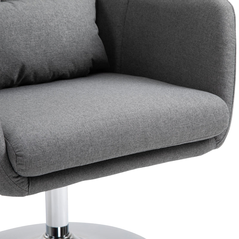 Linen Upholstered Height Adjustable Armchair w/ Pillow Grey