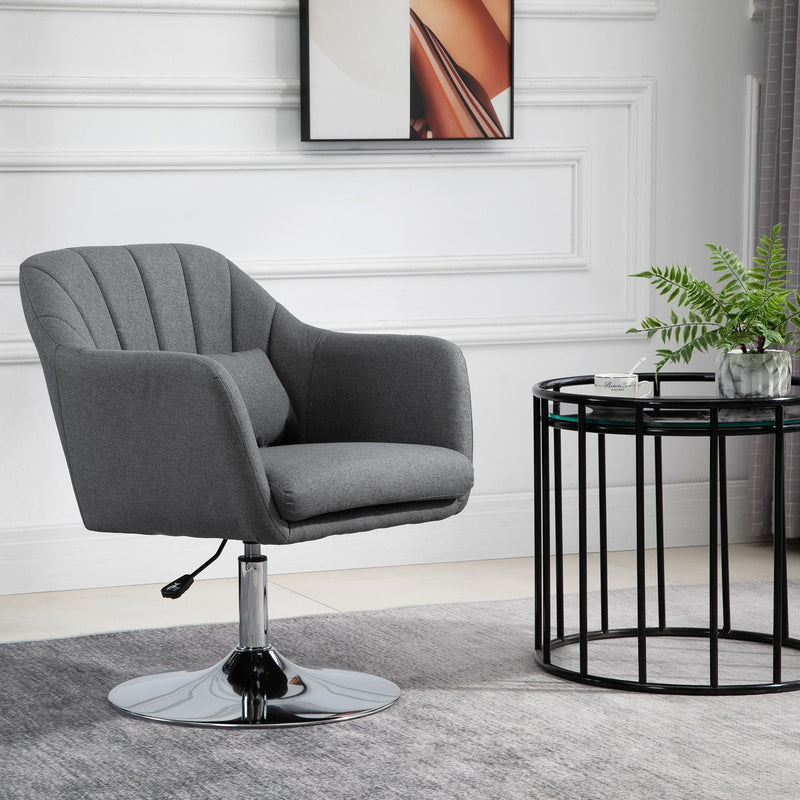 Linen Upholstered Height Adjustable Armchair w/ Pillow Grey
