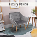 Faux Velvet Upholstered Wide Accent Chair Grey