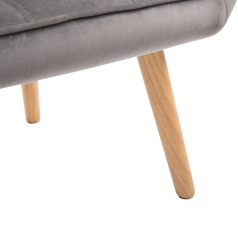 Faux Velvet Upholstered Wide Accent Chair Grey