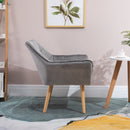 Faux Velvet Upholstered Wide Accent Chair Grey