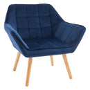 Faux Velvet Upholstered Wide Accent Chair - Blue