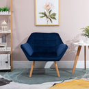 Faux Velvet Upholstered Wide Accent Chair - Blue