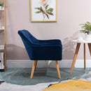Faux Velvet Upholstered Wide Accent Chair - Blue