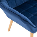 Faux Velvet Upholstered Wide Accent Chair - Blue