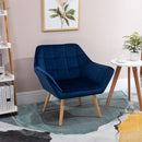 Faux Velvet Upholstered Wide Accent Chair - Blue