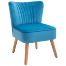 Faux Velvet Vertical Tufted Accent Chair Blue