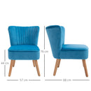 Faux Velvet Vertical Tufted Accent Chair Blue