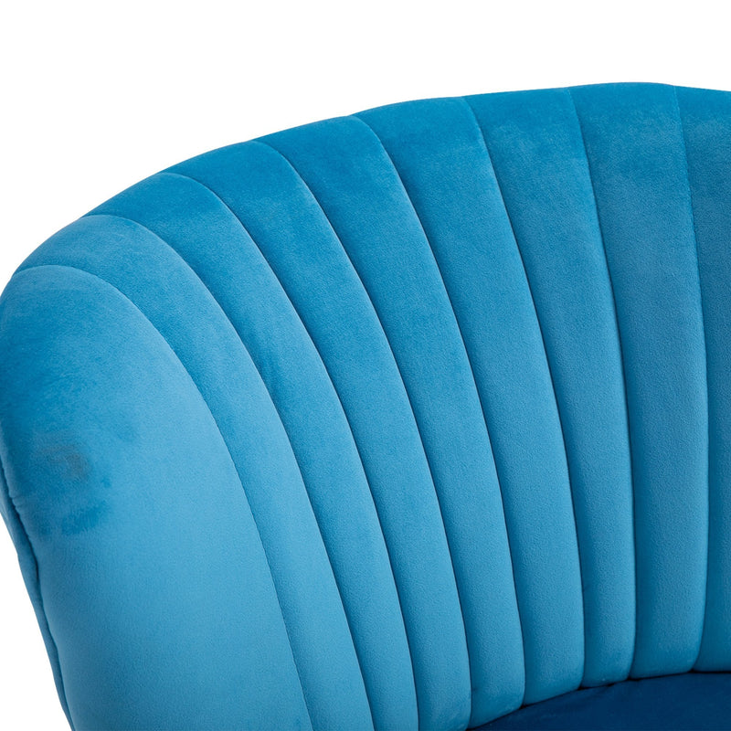 Faux Velvet Vertical Tufted Accent Chair Blue