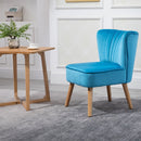 Faux Velvet Vertical Tufted Accent Chair Blue