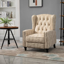 Studded PU Leather Reclining Armchair w/ Retractable Footrest Beige