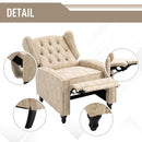 Studded PU Leather Reclining Armchair w/ Retractable Footrest Beige