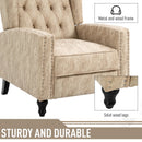 Studded PU Leather Reclining Armchair w/ Retractable Footrest Beige