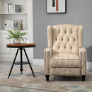 Studded PU Leather Reclining Armchair w/ Retractable Footrest Beige