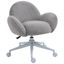 Fluffy Leisure Chair Office Chair with High Back and Armrest for Home Bedroom Living Room with Wheels - Grey