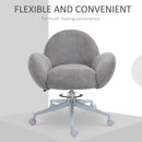 Fluffy Leisure Chair Office Chair with High Back and Armrest for Home Bedroom Living Room with Wheels - Grey
