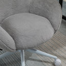 Fluffy Leisure Chair Office Chair with High Back and Armrest for Home Bedroom Living Room with Wheels - Grey
