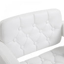 Barstool PU Leather Back Arm Rest Gas Lift Height Adjustable With Chrome Metal Baser - White