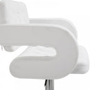 Barstool PU Leather Back Arm Rest Gas Lift Height Adjustable With Chrome Metal Baser - White