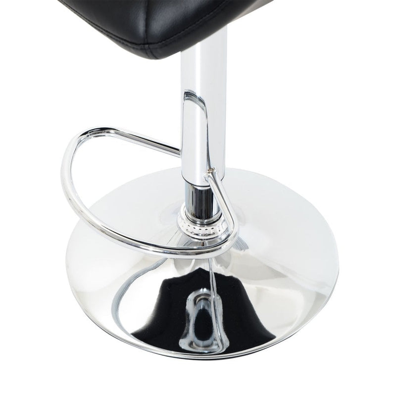 PU Leather Bar Stool Diamond Design Swivel Barstool Kitchen Pub Dining Chair Lift Metal Chrome Base Adjustable Height - Black