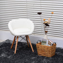 Office Padded Chic Faux Leather Lounge Chair W/Solid Wooden Legs & Arm Rest-White