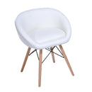 Office Padded Chic Faux Leather Lounge Chair W/Solid Wooden Legs & Arm Rest-White