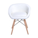 Office Padded Chic Faux Leather Lounge Chair W/Solid Wooden Legs & Arm Rest-White