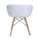 Office Padded Chic Faux Leather Lounge Chair W/Solid Wooden Legs & Arm Rest-White